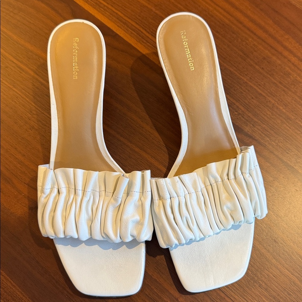 Reformation Shereen Ruched Block Heel Mule Size 9 - Picture 6 of 10
